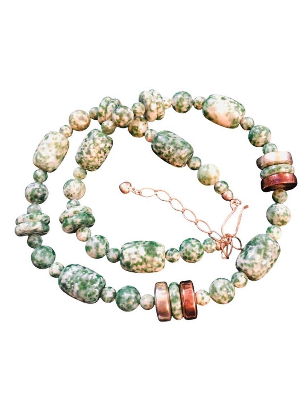 Jay King DTR Green Agate Gemstone Bead Copper Sterling Silver Necklace